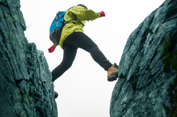 woman hiking in mountains
