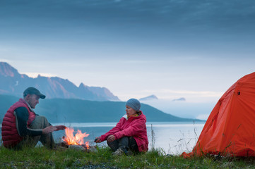 Wall Mural - couple camping in norway