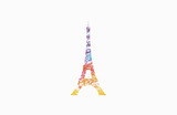 Fototapeta Boho - Eifel tower. Paris. France. Rainbow Eifel tower. Grunge eifel tower. Colorful logo