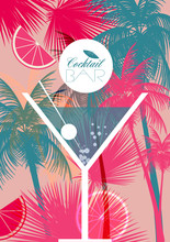 Cocktail Party Retro Poster Design - Vector Illustration