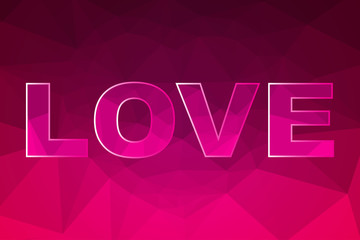 Wall Mural - The illustration Love Pink color and Heart polygon Background design.