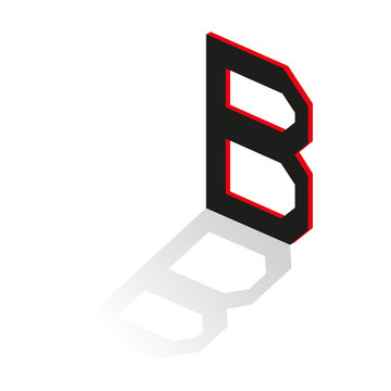Letter of the Latin alphabet. Volumetric drawing with shadow. Vector illustration.