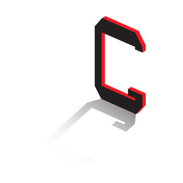 Letter of the Latin alphabet. Volumetric drawing with shadow. Vector illustration.