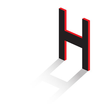 Letter of the Latin alphabet. Volumetric drawing with shadow. Vector illustration.