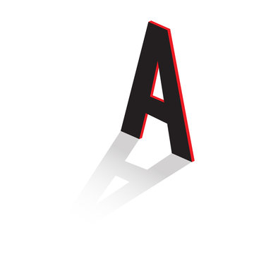 Letter of the Latin alphabet. Volumetric drawing with shadow. Vector illustration.