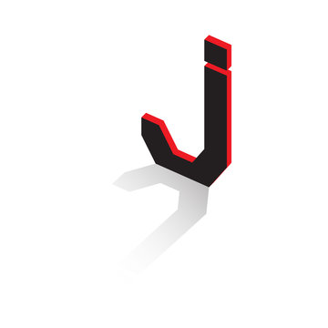 Letter of the Latin alphabet. Volumetric drawing with shadow. Vector illustration.