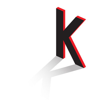 Letter of the Latin alphabet. Volumetric drawing with shadow. Vector illustration.