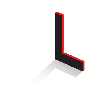 Letter of the Latin alphabet. Volumetric drawing with shadow. Vector illustration.