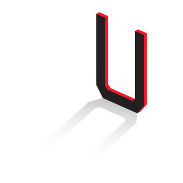 Letter  of the Latin alphabet. Volumetric drawing with shadow. Vector illustration.