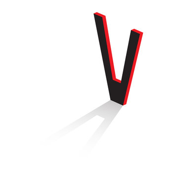 Letter  of the Latin alphabet. Volumetric drawing with shadow. Vector illustration.