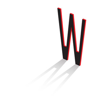 Letter  of the Latin alphabet. Volumetric drawing with shadow. Vector illustration.