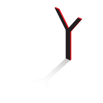 Letter  of the Latin alphabet. Volumetric drawing with shadow. Vector illustration.