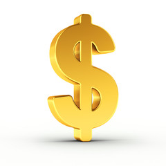 Aufkleber - The Dollar symbol as a polished golden object with clipping path