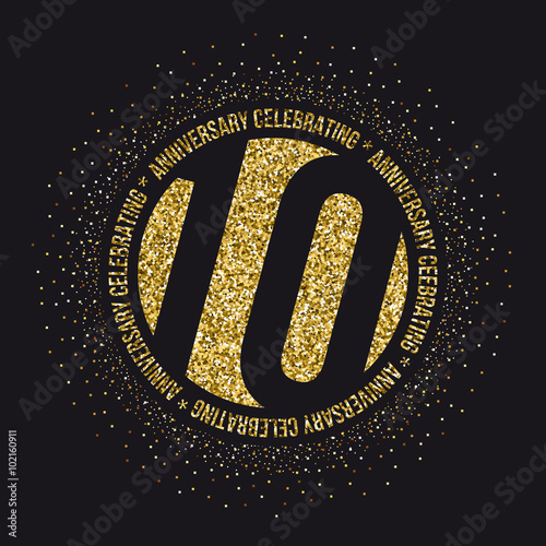 Fotografie, Tablou Ten years anniversary celebration golden logotype