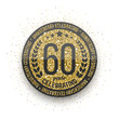 Sixty years anniversary celebration golden logotype. 60th anniversary gold logo.
