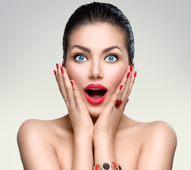 Wall Mural - beauty fashion surprised woman portrait
