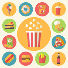 Fast food vector icons set