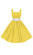 Vector yellow dress with white polka dots