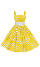 Vector Yellow Dress With White Polka Dots