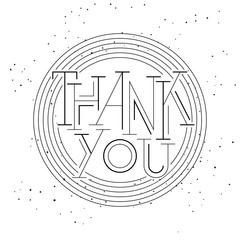 Wall Mural - Retro thank you card on white background.