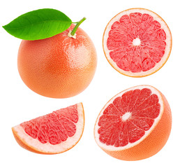 Leinwandbilder - Isolated whole and cut grapefruits collection