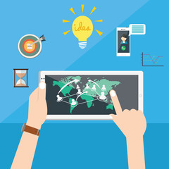 Poster - business idea interconnected connect people around the world wit technology creating opportunity
