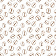 © megavectors - Seamless pattern with coffee grain in sketch style. Scattered coffee corn. Stylish seamless background for design of printed materials. Backdrop modern. Ornate ornament hand work.