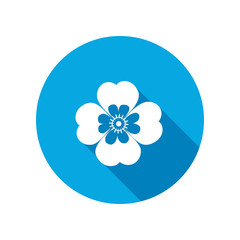 Wall Mural - Chamomile, forget-me-not flower icons. Floral symbol. Round blue circle flat icon with long shadow. Vector