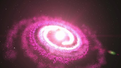 Wall Mural - 3D animation pink galaxy nebula shining star light stardust rotating and spinning in unlimited space universe in 4k ultra hd 