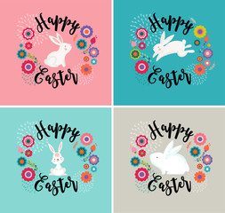 Easter design with cute banny greeting cards, invitations