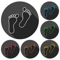 Poster - Footprint icons set with long shadow