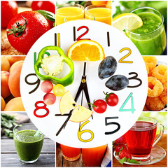 Wall Mural - Food clock. Healthy food concept