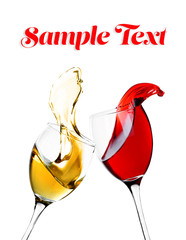 Canvas Print - Red and white wine splash, isolated on white