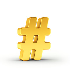 Aufkleber - The Number symbol as a polished golden object with clipping path