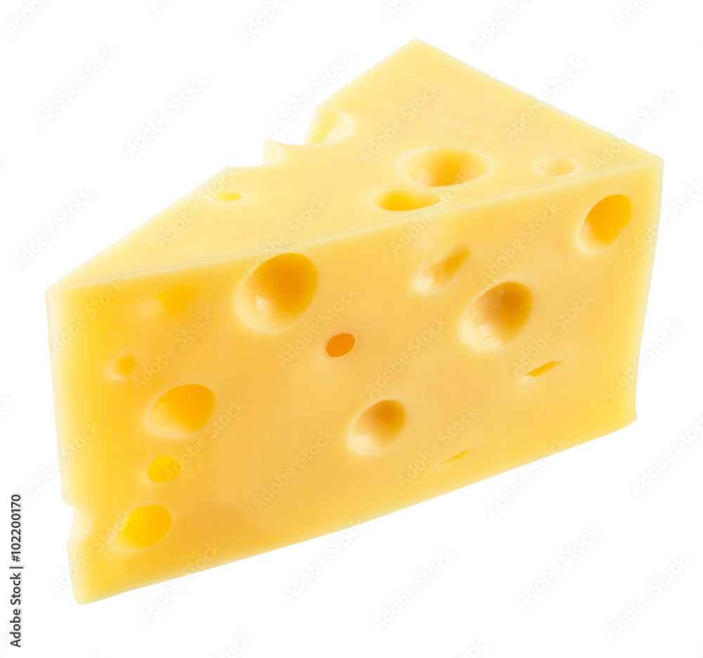 Piece of cheese isolated. With clipping path. - obrazy, fototapety, plakaty 