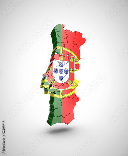 Fotomural Map of Portugal on a gray background