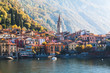 View of Varenna town. Lake and mountains. Como Lake, Italy.