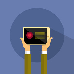 Poster - Hand Hold Tablet Computer Modern Device Vector Illustration