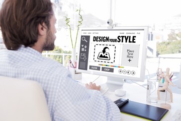 Poster - Composite image of desinger working on his computer