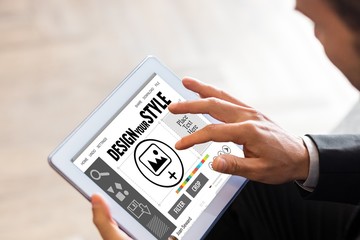 Poster - Composite image of designer interface