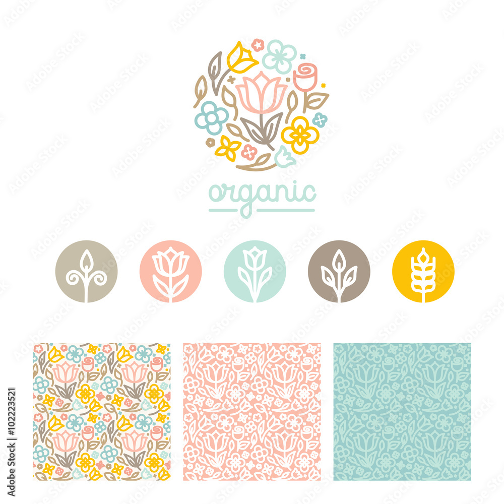 Unique Vector Pattern Logo Vector set of logo design templates, seamless patterns and signs Stock ...