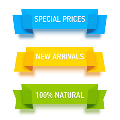 Poster - Set of transparent vector banners. Vivid plastic ribbons.