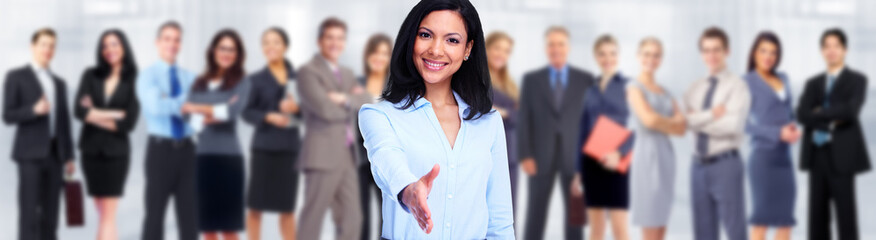 Canvas Print - Asian business woman handshake.