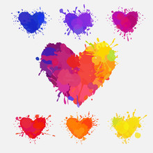 Set Of Colorful Messy Hearts