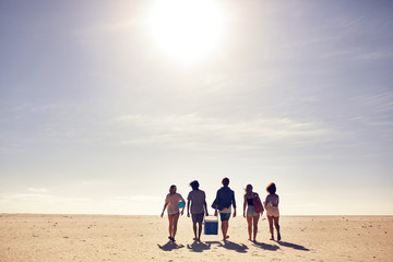 Group of friends on beach vacation