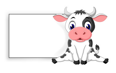 Wall Mural - illustration of cute baby cow cartoon