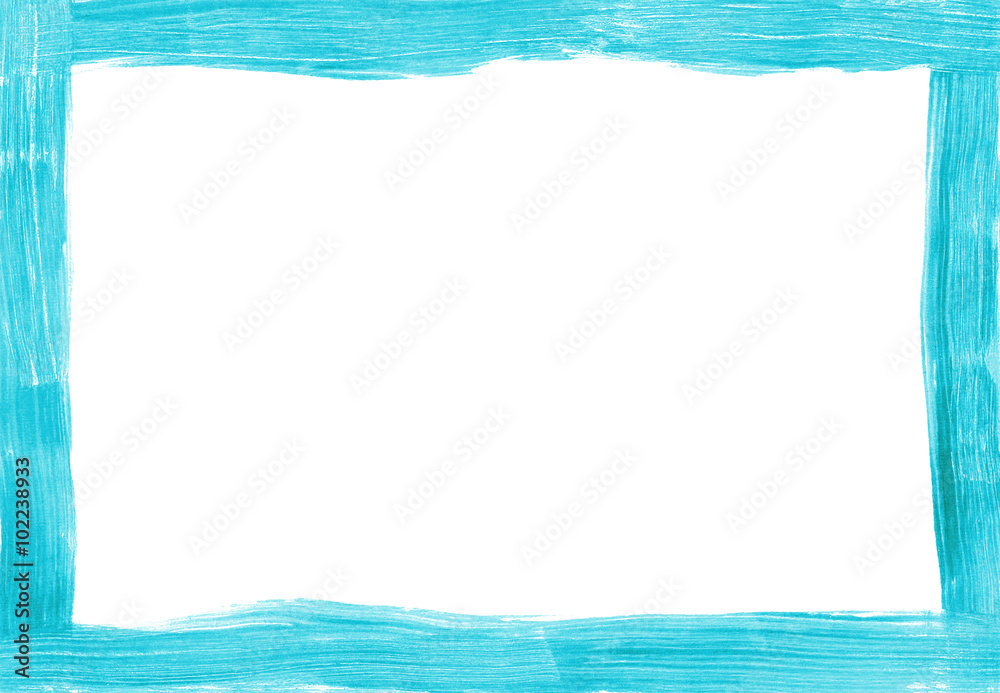 Turquoise Border Paper Turquoise freehand painted rectangular border Stock Photo | Adobe Stock