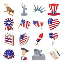 Independence Day Cartoon Icons