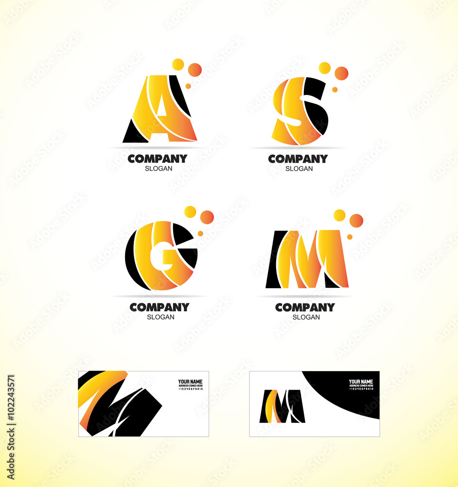 Yellow letter alphabet icon logo set Stock Vector | Adobe Stock