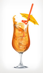 Wall Mural - Summer cocktail, vector icon